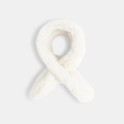 وشاح فرو صناعي أبيض للفتيات الصغيرات